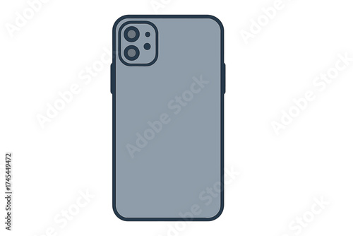 Stylized rear view of a contemporary mobile device featuring a dual lens camera system