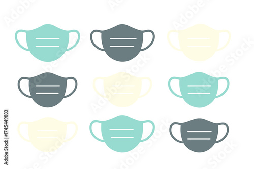 Seamless pattern of protective medical face masks in soft pastel colors for health and safety