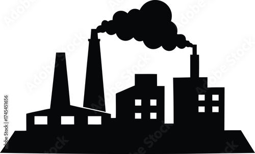 A Polluted Factory Silhouette Vector