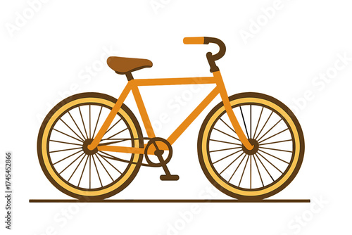 Stylish orange and brown city bicycle isolated on a white background emphasizing urban commuting