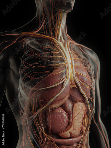 Human Circulatory and Muscular System Anatomy Illustration