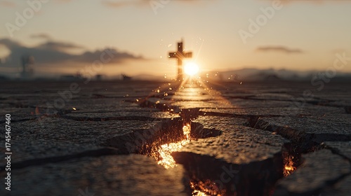 silhouette of cross in sunset