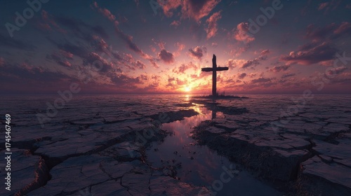 silhouette of cross in sunset