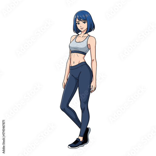 Young woman in athletic outfit standing confidently in fitness pose  