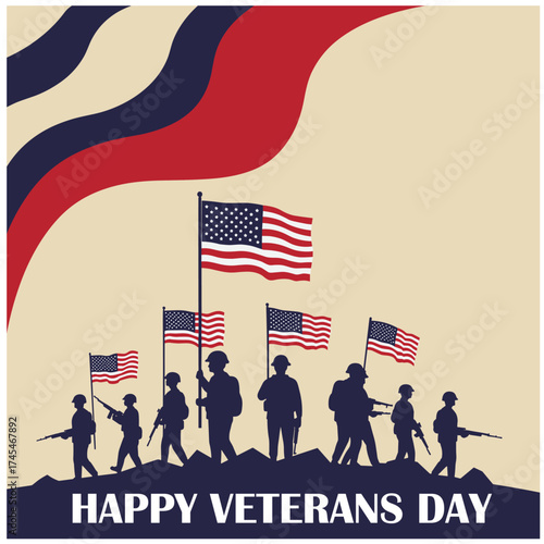 Veterans Day. honor heroes, Holiday concept. Template for background, banner, card, poster with text inscription