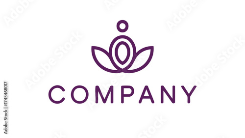 Elegant lotus flower symbol with abstract human figure and company text logo