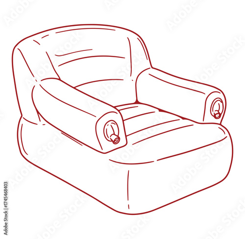 Vector illustration of an inflatable armchair in a simple line art style