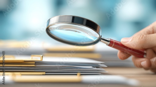 External auditor conducting a thorough audit of financial records comparing paper documents against digital entries to ensure compliance and detect fraud.