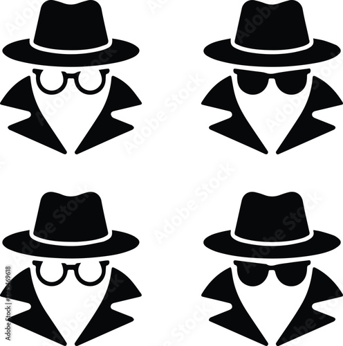 Incognito Mode Icon with Hat and Glasses
