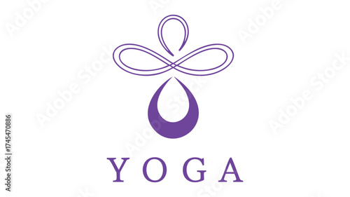 Elegant yoga logo symbol with infinity and drop shape represents serenity and practice