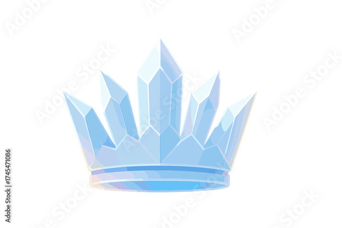 Sparkling light blue crystal crown resembling frozen ice isolated on white
