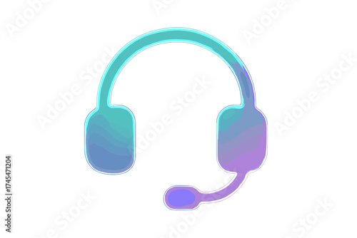 Stylized gradient headset symbol representing customer support and communication