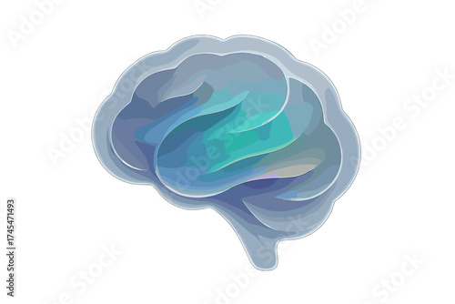 Abstract layered human brain graphic symbolizing intelligence and mental processes