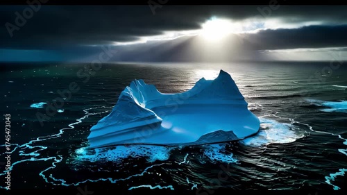 Dramatic Iceberg at Sea Arctic Landscape and Ocean Scene