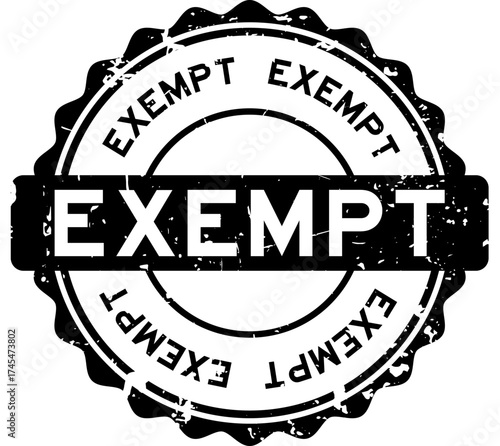 Grunge black exempt word round seal stamp on white background