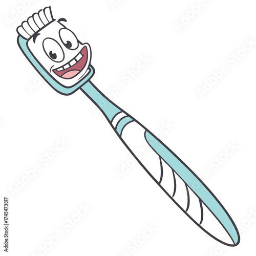 Cartoon toothbrush with a smiling face