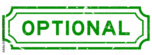 Grunge green optional word square rubber stamp on white background