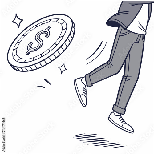 Man kicking a coin, representing lost opportunity