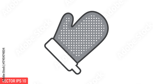 Simple Gray Oven Mitt Icon with Textured Surface.