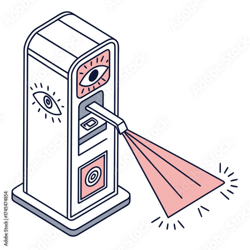 Futuristic kiosk with eye scanner