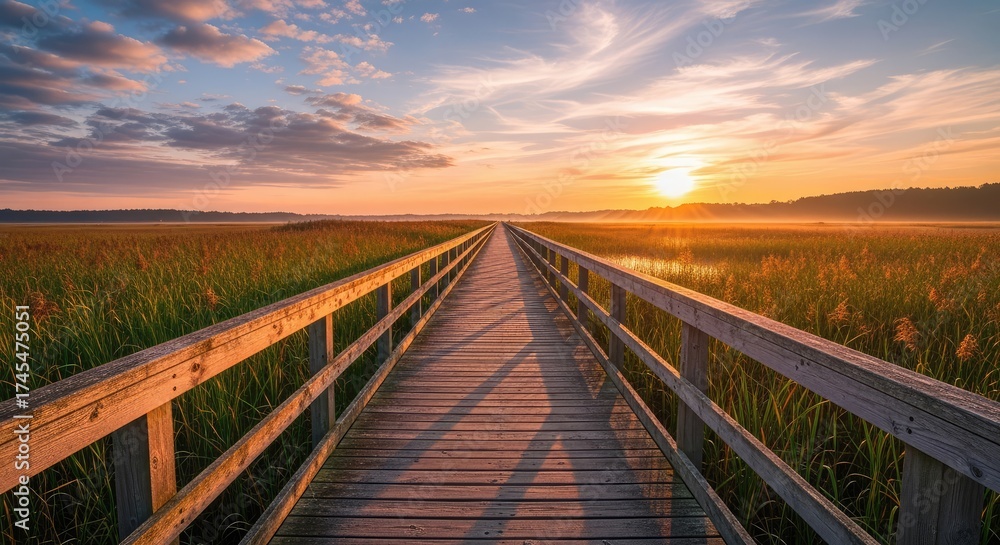 Fototapeta premium wooden bridge over river