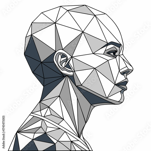 Geometric head of a woman in profile