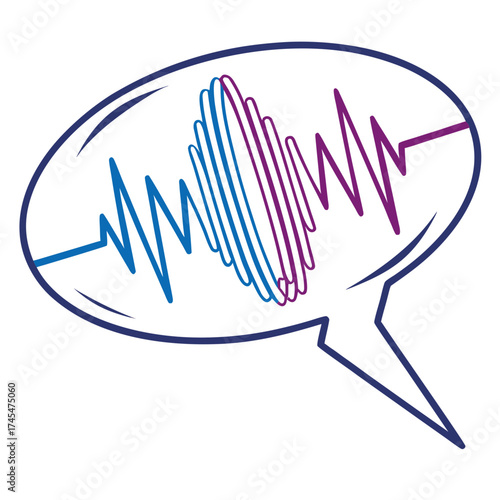 Speech bubble with sound wave, communication concept