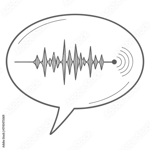Speech bubble with sound wave, voice communication