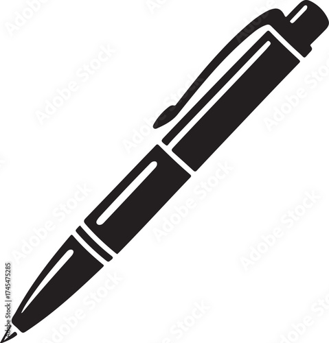 Black writing instrument silhouette vector