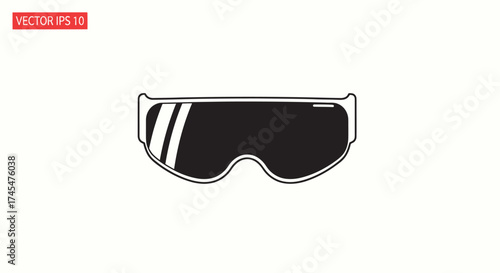 Modern Ski Goggles with Dark Tinted Lens and White Frame.