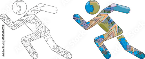 Athletics decorative icon for coloring. Olympic sport
