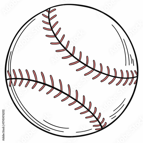 Illustration of a baseball with red stitching