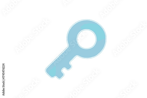 Modern glowing light blue key symbol representing security access and password protection