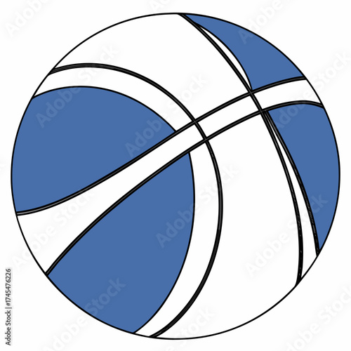 Illustration of a basketball with blue and white panels