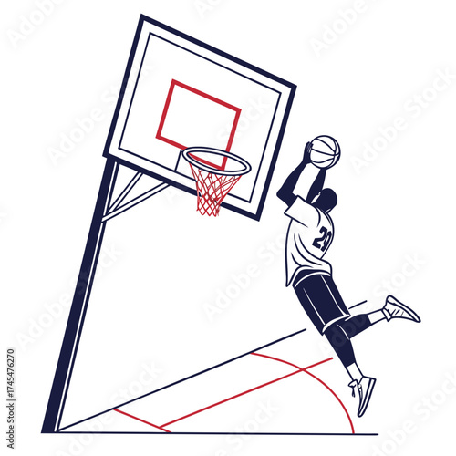 Basketball player dunking the ball in the hoop
