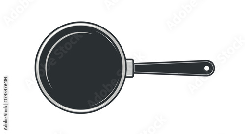 Black Frying Pan with Handle Kitchen Utensil for Cooking Food.