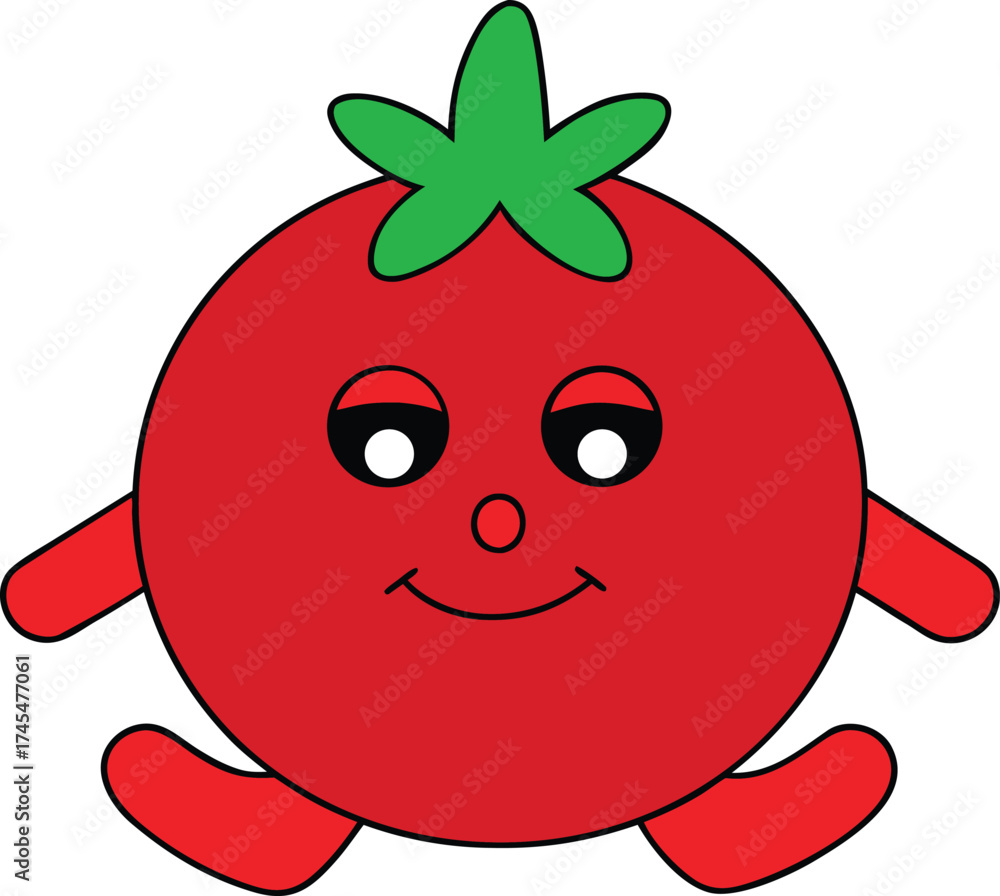Obraz premium Tomato Doing Yoga Pose Cartoon Vector Illustration