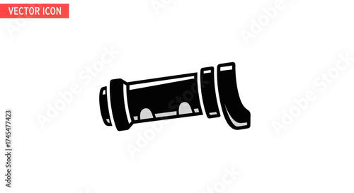 Black and White Illustration of a Pipe Fitting with Curved End.