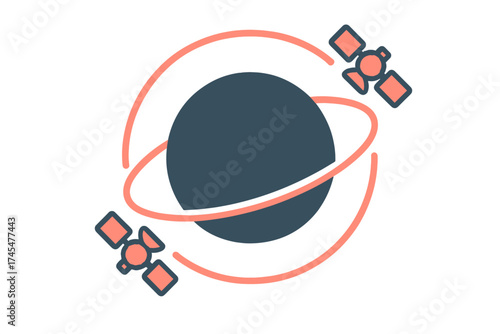 Global satellite network orbiting a dark planet for telecommunication and data transfer system