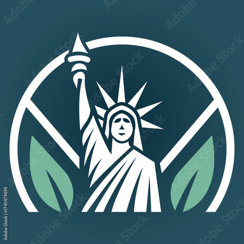 Statue of Liberty Freedom Icon Vector Modern Logo Design Template