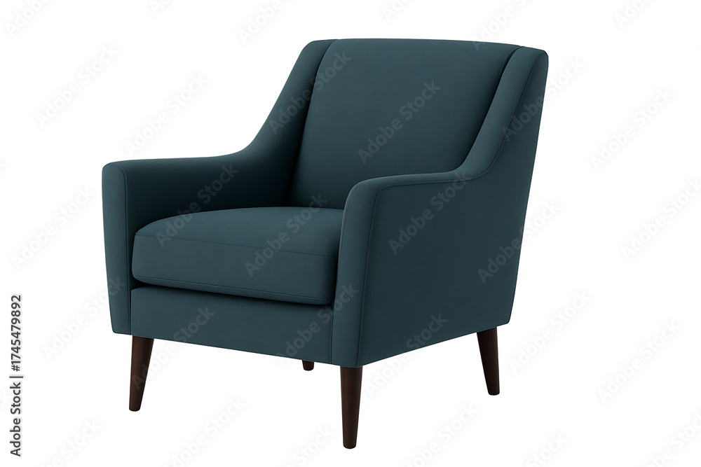 Fototapeta premium Stylish teal armchair with modern design detail
