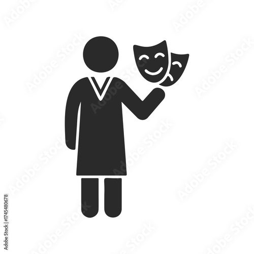 Silhouette of person holding comedy and tragedy masks
