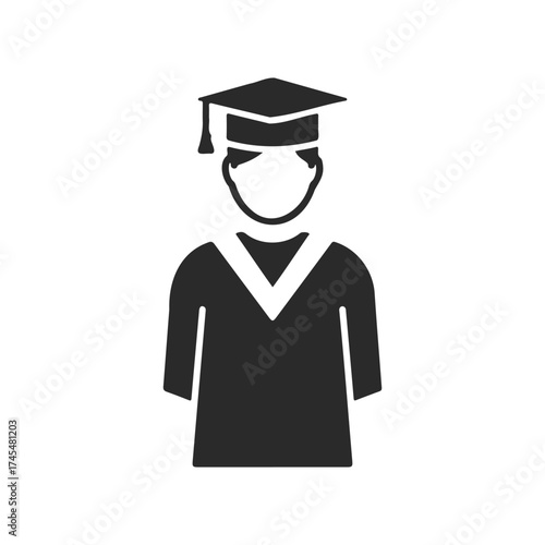 Silhouette of graduate student in cap and gown