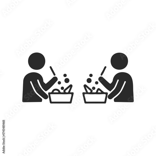 Icon of two people washing dishes with soap bubbles