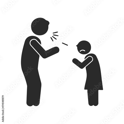Silhouette of adult scolding child: communication conflict concept