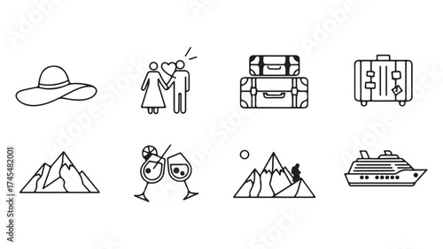 Travel and Vacation Themed Icon Collection