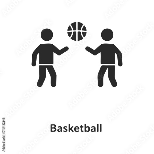 Simplified basketball icon with two figures playing