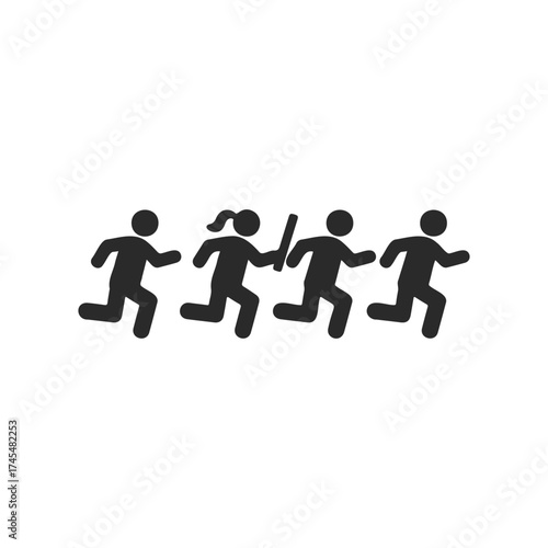 Relay race pictogram: relay baton passed among runners
