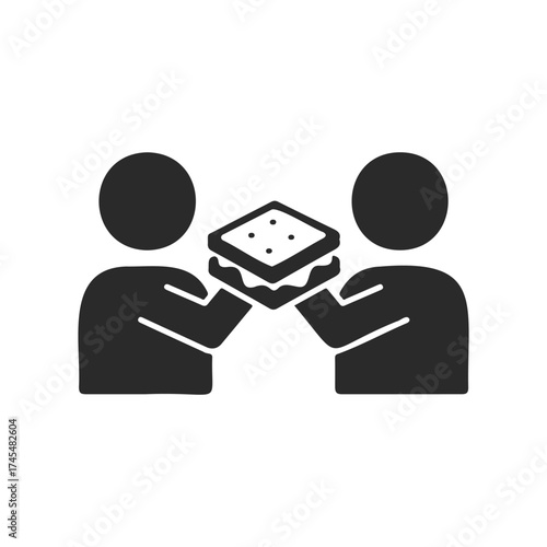 Two figures sharing food icon symbolizing generosity and community