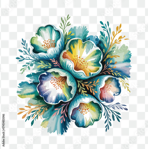 Artistic Watercolor Floral Bloom Illustration